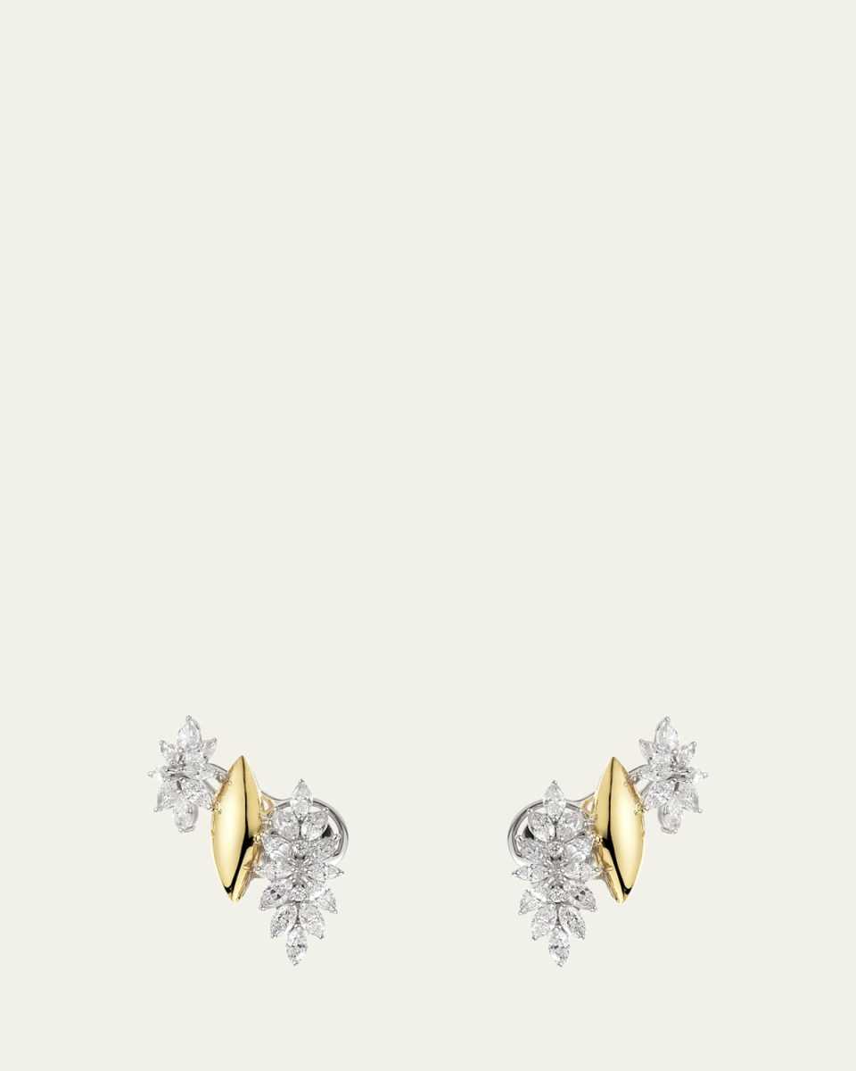 18K Yellow and White Gold Diamond Ear Climber
